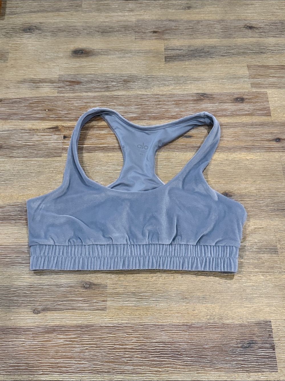 ALO Velour Glimmer Scoop Neck Bra